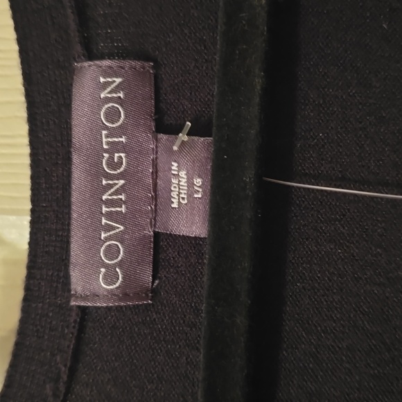 COVINGTON BRAND WOMEN'S BLACK FRONT BUTTON CARDIGAN V-NECK SWEATER SIZE LARGE - Picture 4 of 15
